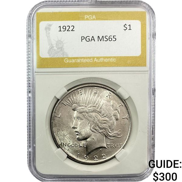 1922 Silver Peace Dollar PGA MS65