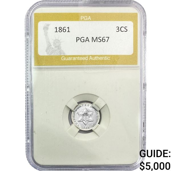 1861 Silver Three Cent PGA MS67