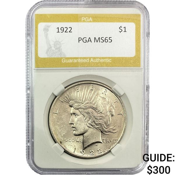 1922 Silver Peace Dollar PGA MS65