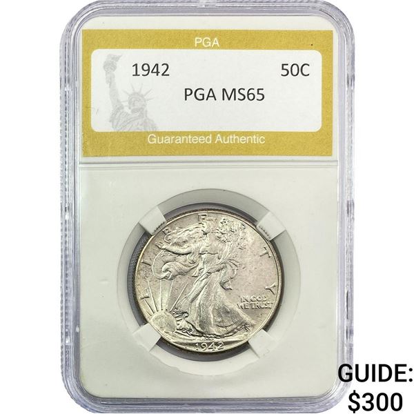 1942 Walking Liberty Half Dollar PGA MS65