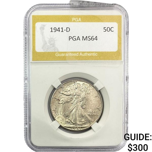 1941-D Walking Liberty Half Dollar PGA MS64