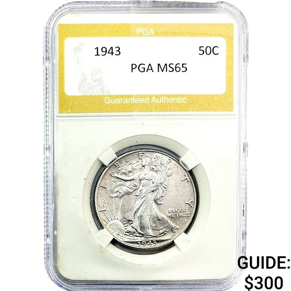 1943 Walking Liberty Half Dollar PGA MS65