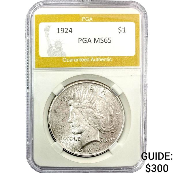 1924 Silver Peace Dollar PGA MS65