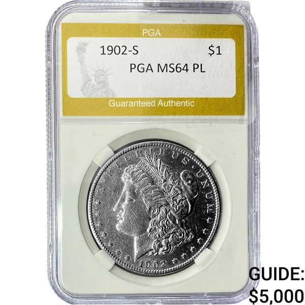 1902-S Morgan Silver Dollar PGA MS64 PL