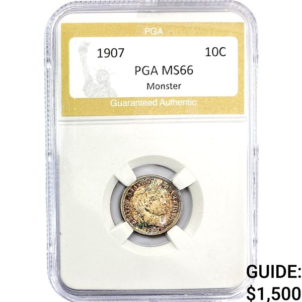 1907 Barber Dime PGA MS66