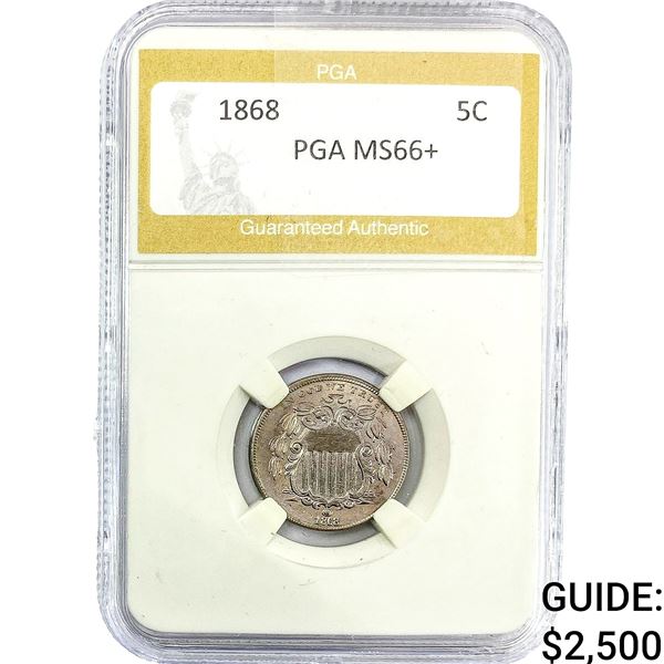 1868 Shield Nickel PGA MS66+