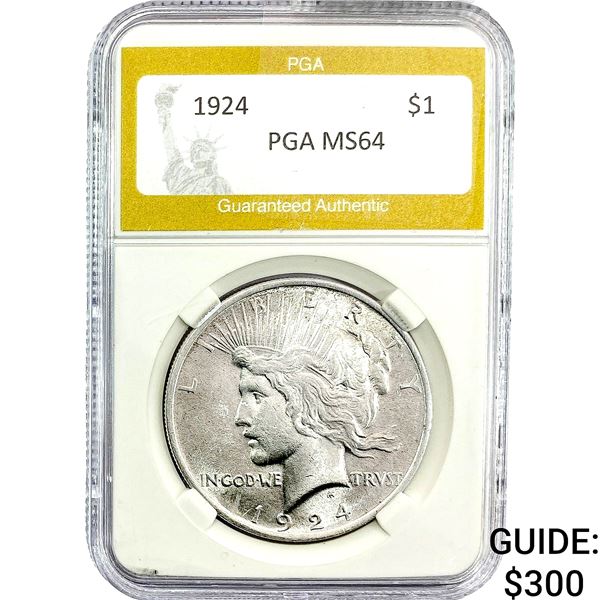 1924 Silver Peace Dollar PGA MS64