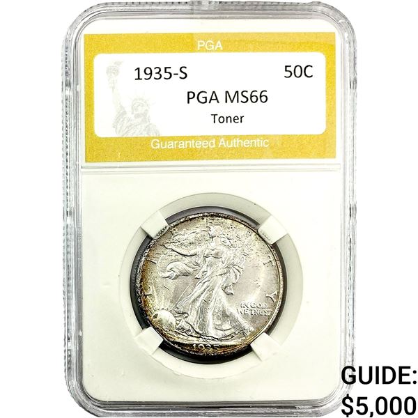 1935-S Walking Liberty Half Dollar PGA MS66 TONED