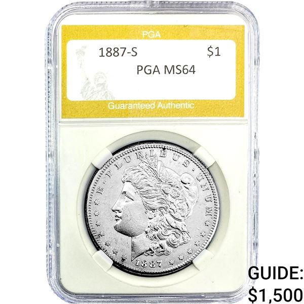 1887-S Morgan Silver Dollar PGA MS64