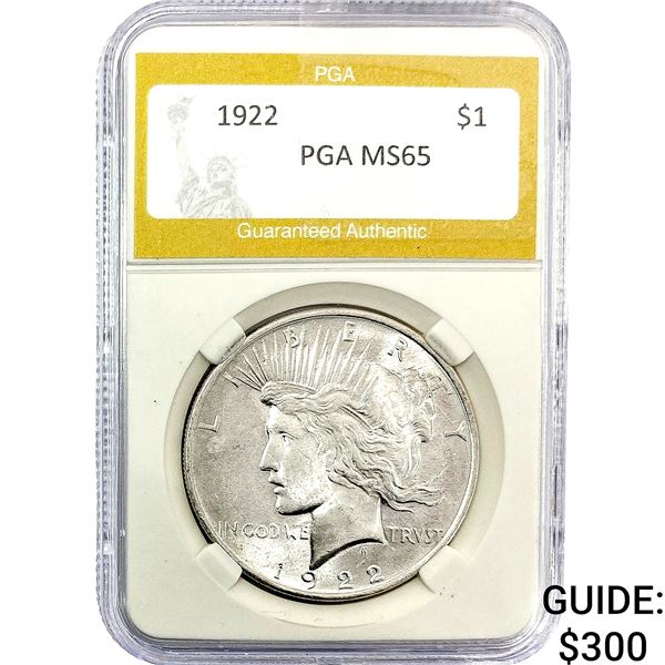 1922 Silver Peace Dollar PGA MS65