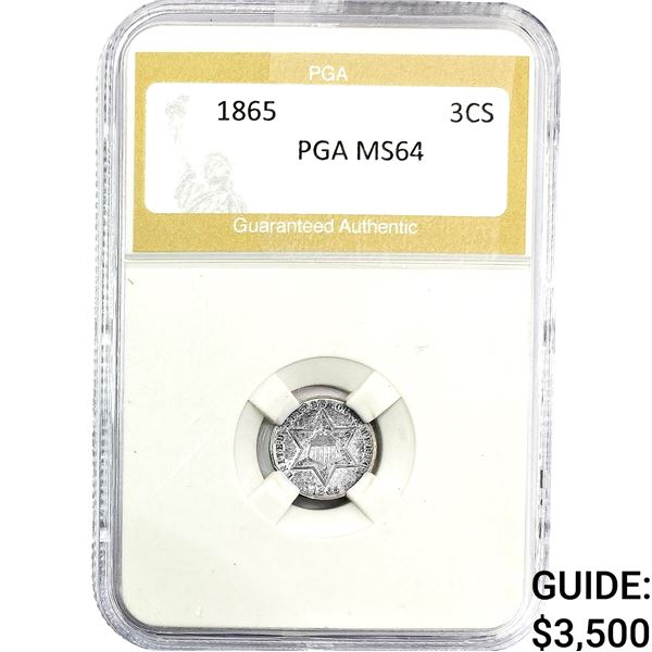 1865 Silver Three Cent PGA MS64