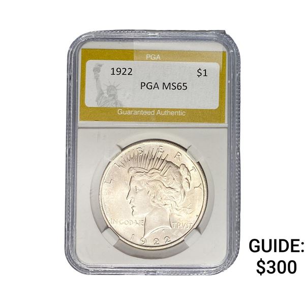 1922 Silver Peace Dollar PGA MS65