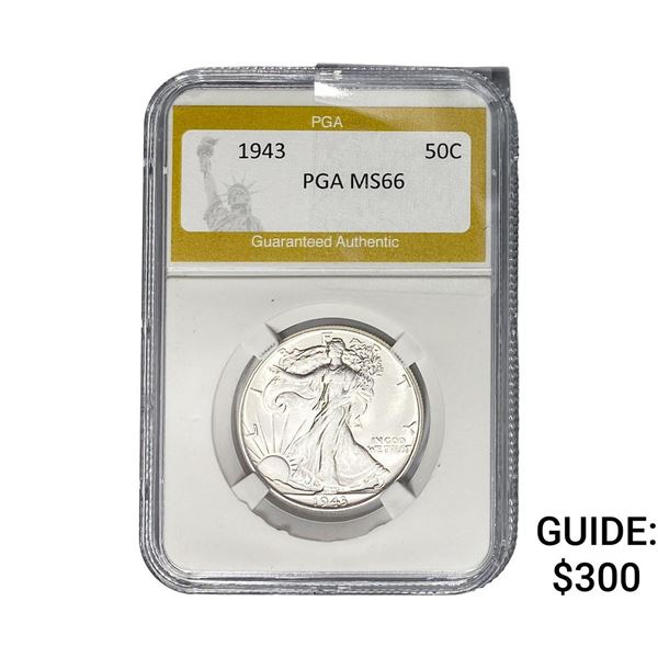 1943 Walking Liberty Half Dollar PGA MS66