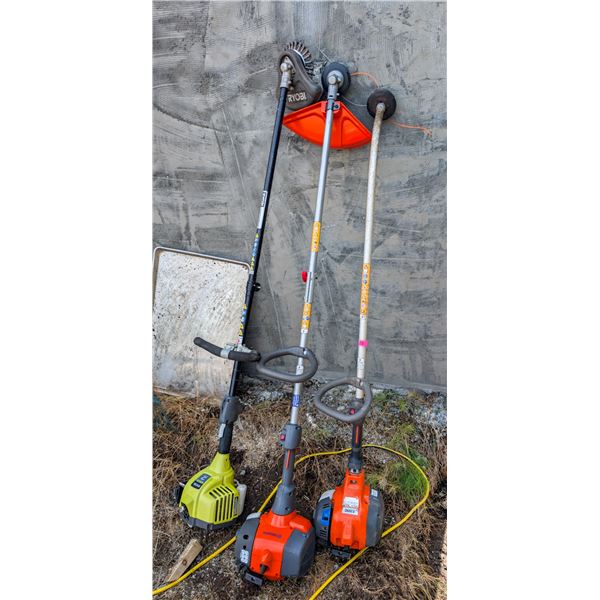 LOT OF 3 WEED EATERS, HUSQVARNA & RYOBI