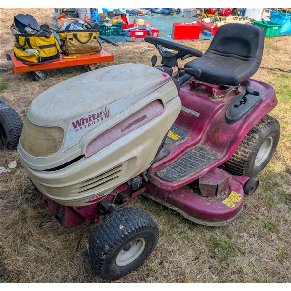WHITE OUTDOOR LAWN TRACTOR W/ MOWING DECK