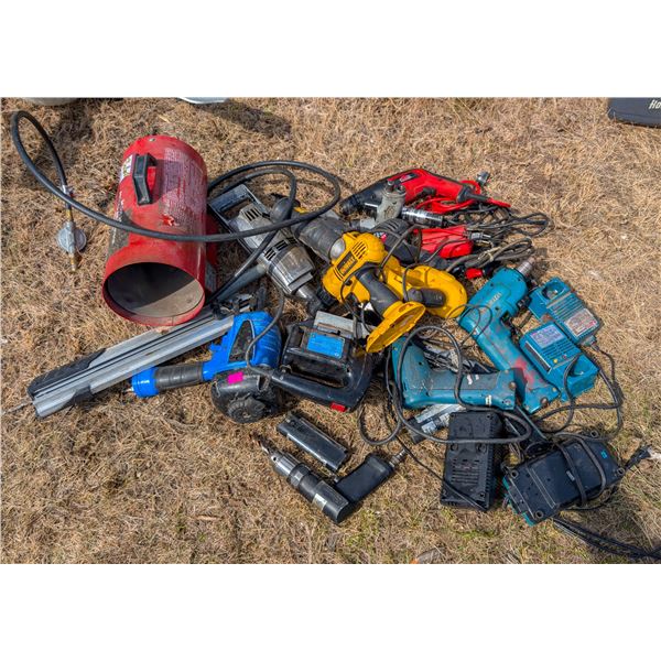 LOT OF ASSORTED POWER TOOLS & PNEUMATIC TOOLS