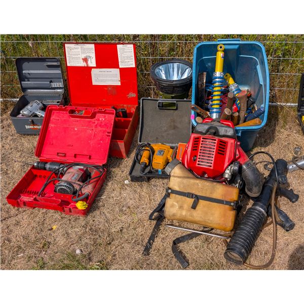 LOT OF ASSORTED POWER TOOLS & HAND TOOLS