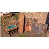 Image 1 : LOT OF 2 WOOD CARVED WALL HANINGS, 2 PAINTINGS &