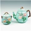 Image 1 : 4pc Majolica Style Teapot and Sugar Jar with Lids