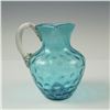 Image 1 : Blue Coin Dot Art Glass Pitcher with Clear Ribbed Handle