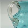 Image 3 : Blue Coin Dot Art Glass Pitcher with Clear Ribbed Handle