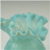 Image 2 : Blue Satin Diamond Quilt Glass Vase with Ruffled Rim