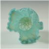 Image 3 : Blue Satin Diamond Quilt Glass Vase with Ruffled Rim