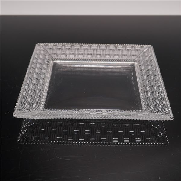 Tiffany & Co. Crystal Square Basketweave Tray