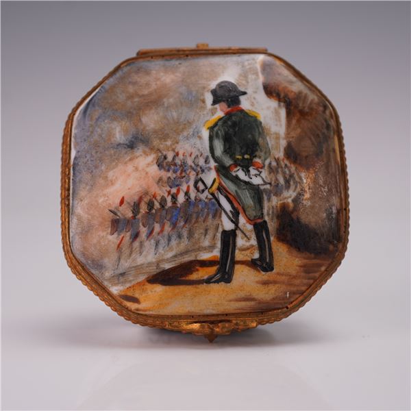 Limoges Porcelain Box, Napoleon Military Scene