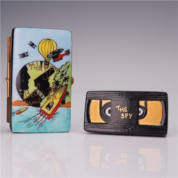 Limoges Porcelain Trinket Box, The Spy Movie with VHS Tape