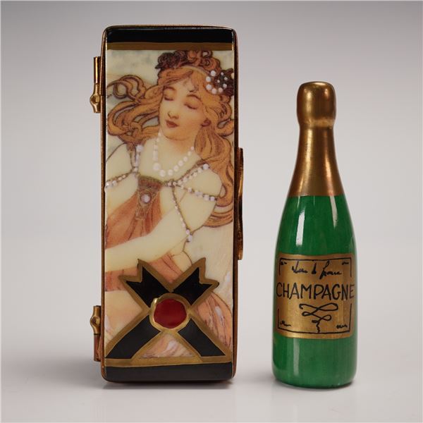 Rochard Limoges Porcelain Champagne Box with Art Nouveau Design
