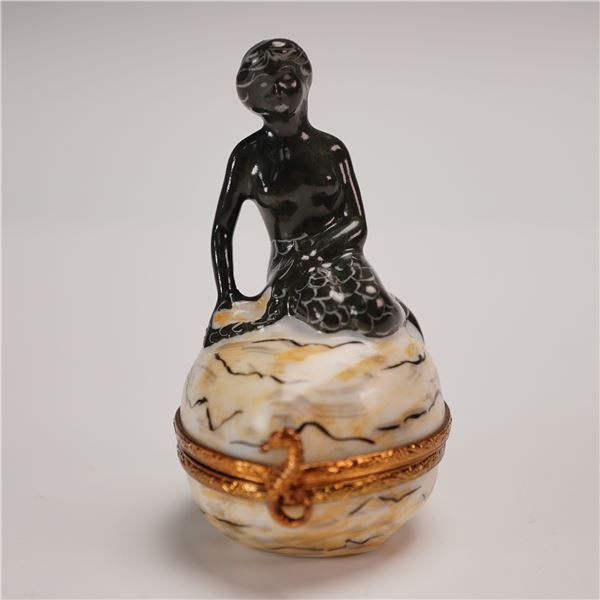 The Cottage Shop Limoges Porcelain Copenhagen Mermaid Box
