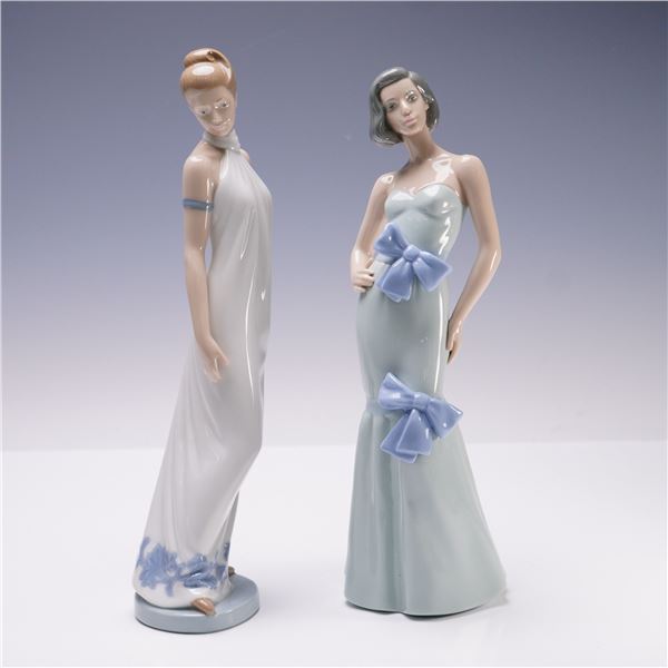 2pc Nao By Lladro Porcelain  Elegant Lady Figurines