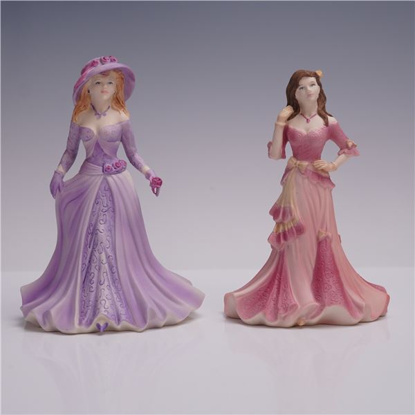 2pc Coalport Beau Monde Porcelain Figurines, Sophia and Sylvia