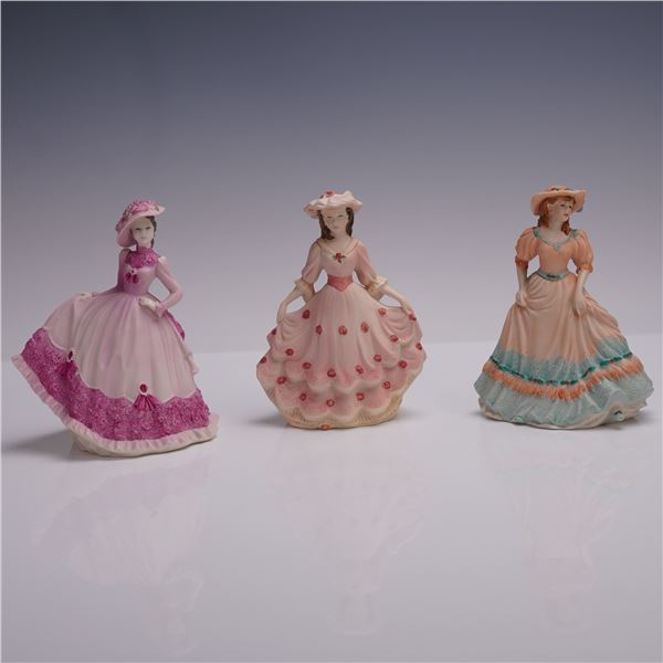 3pc Coalport Beau Monde Porcelain Figurines