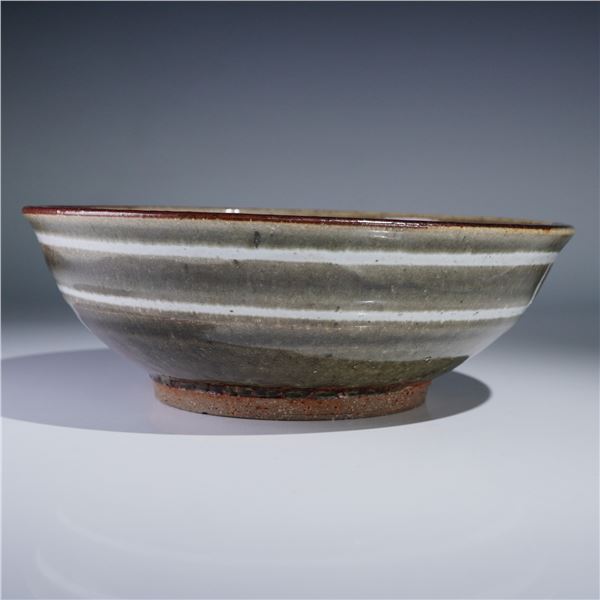 Studio Pottery Bowl with Glazed Lattice Base