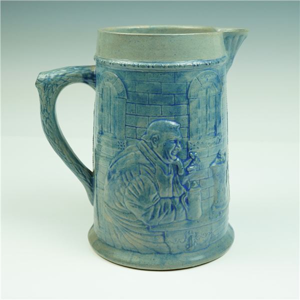 Belknap Hardware & Mfg. Co. Salt Glaze Stoneware Pitcher w/ Tavern Scene