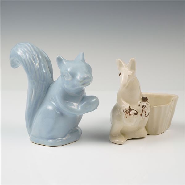 2pc Niloak Blue Squirrel and Boxing Kangaroo Ceramic Planters