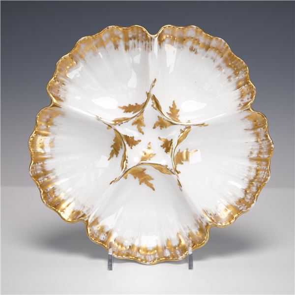 T&V Limoges Gilt Porcelain Oyster Plate