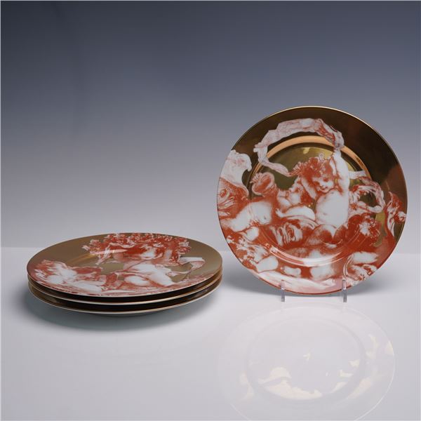 4pc Fitz and Floyd Porcelain Salad Plates, Cherubini I