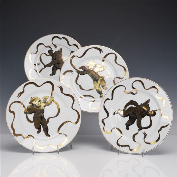 4pc Neiman Marcus Porcelain Cherub Dessert Plates