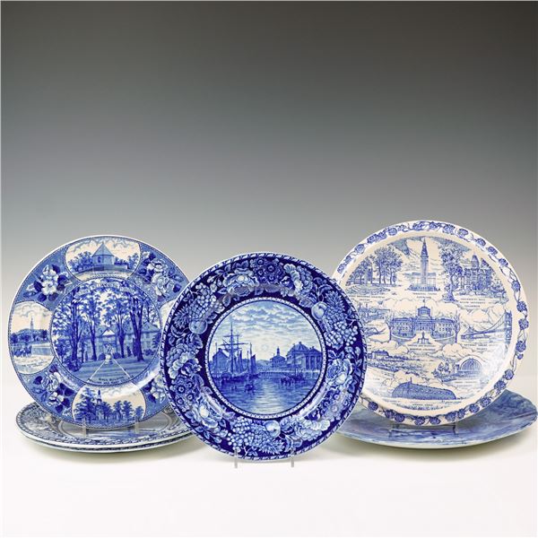 6pc Blue and White Staffordshire Plates
