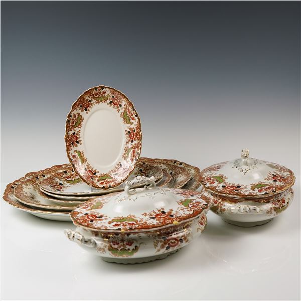 10pc Royal Crown Derby by W.Adams & Co. Ironstone Platters & Covered Dishes