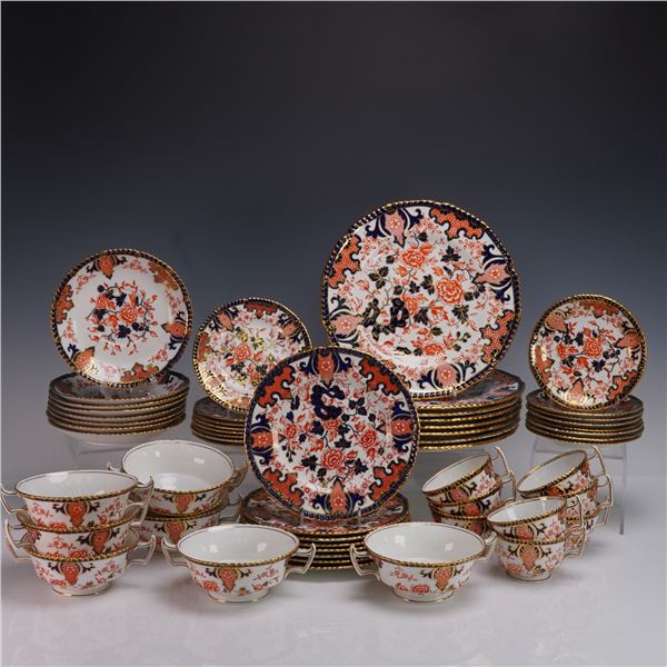 56pc Royal Crown Derby Porcelain Dinner Service Set, Black Starr & Gorham