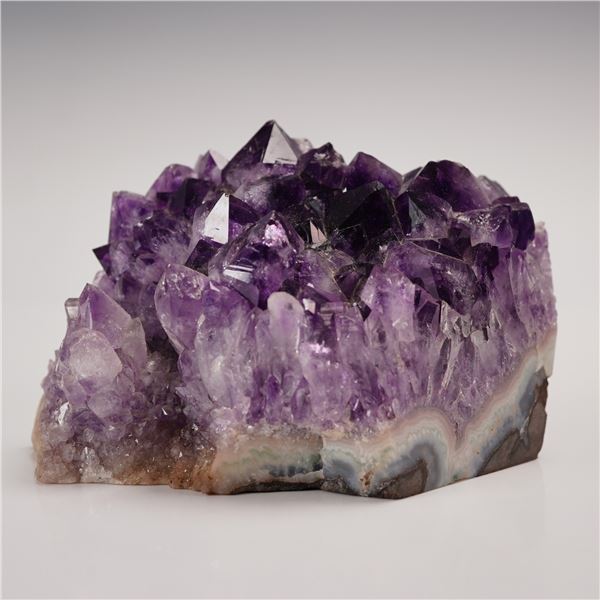 Amethyst Crystal Geode Cluster with Polished Base