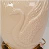 Image 4 : Lenox Porcelain Table Lamp with Swan Relief on Brass Base