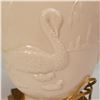 Image 5 : Lenox Porcelain Table Lamp with Swan Relief on Brass Base