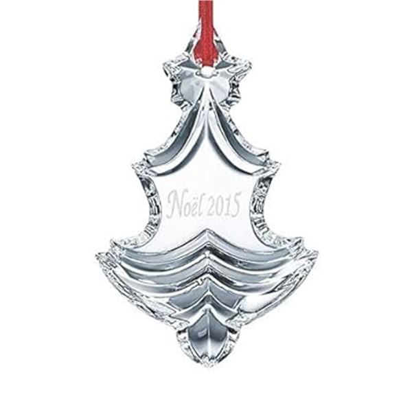 Baccarat Crystal Clear 2015 Christmas Tree Ornament, Sealed Box