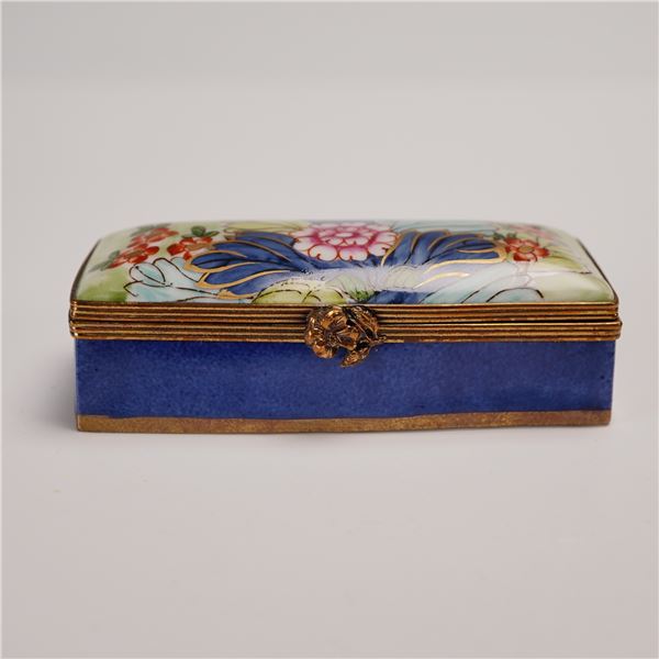 Chamart Limoges Rectangular Porcelain Floral Box with Divider