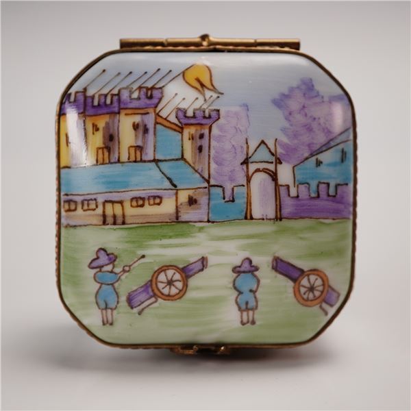 Limoges Porcelain Treasure Box, Bastille Day Scene